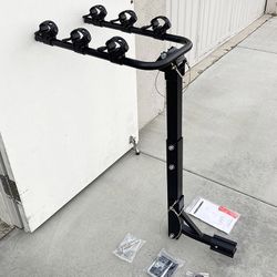 (Brand New) $65 Tilt Folding 3-Bike Hitch Mount Rack Bicycle Carrier for 2” Hitch w/ Straps 110 lbs Max 