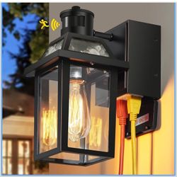 Porch Light with GFCI Outlet, Dusk to Dawn Outdoor Light  