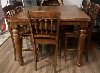 Solid Red Oak Tall Kitchen Dining Table