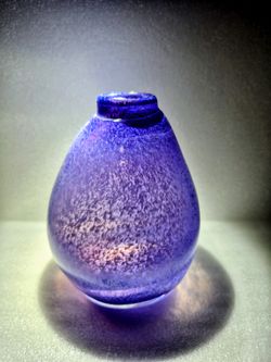 Hand blown small blue vase