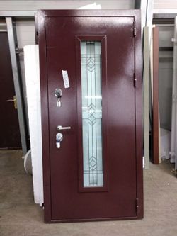 Security Entry Door with Glass Panel