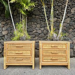 Vintage Rattan Nightstands / End Tables (delivery available)