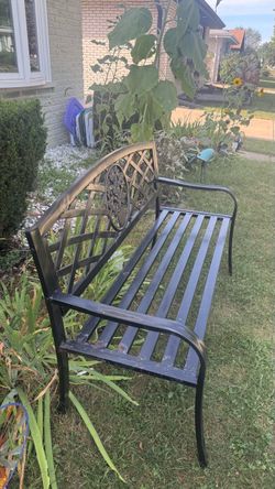 Black Metal Outdoor Garden Bench check more pictures