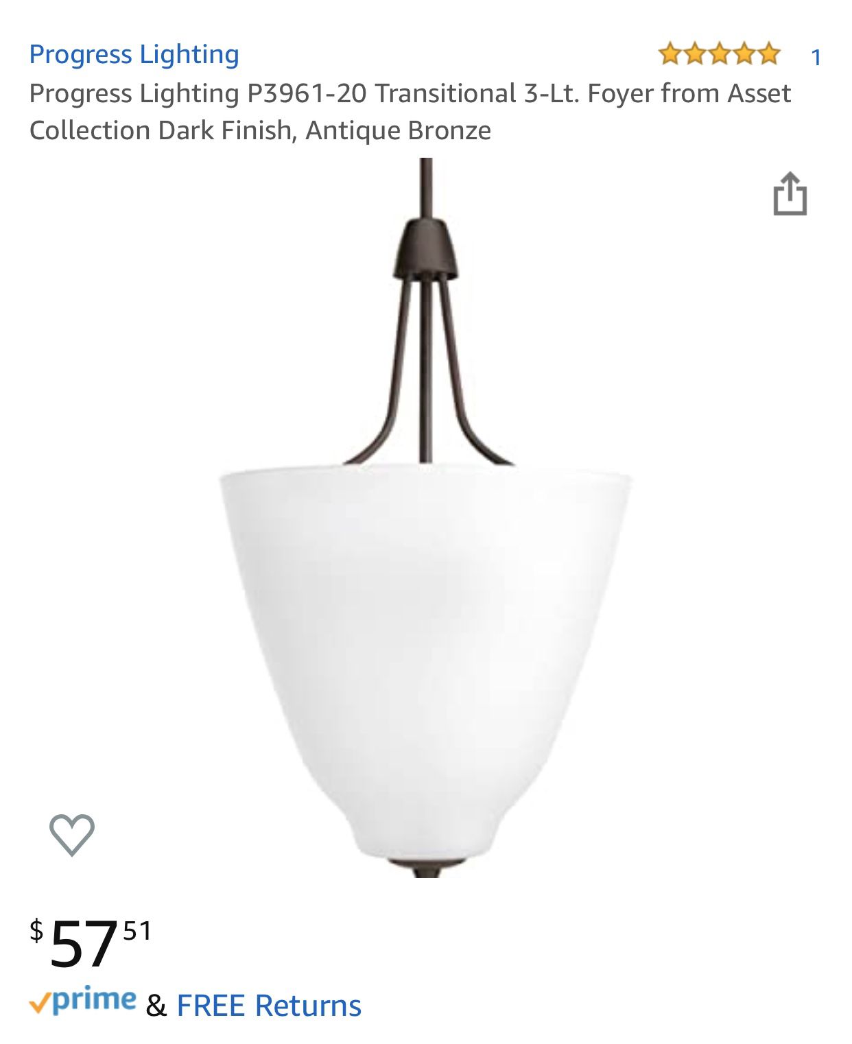 3 light chandelier 22” inch
