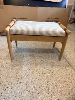 Wood and Upholstered bench with straps