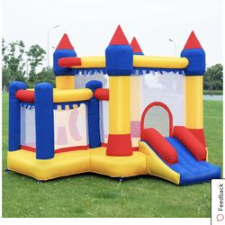 Costway Costway Inflatable Bounce House Castle Kids Jumper Slide Moonwalk Bouncer without Blower