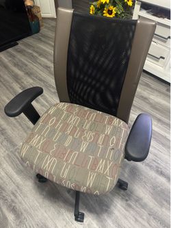 Swivel rocking and rolling desk, chair