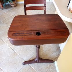 Vintage student desk with inkwell