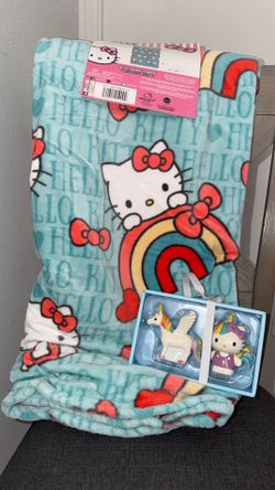 Hello Kitty Blanket and ceramic $20