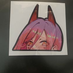 Pink Haired Power Chainsaw Man Car Decal Peeker Sticker 