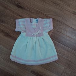 Vintage Carriage Boutique Baby Girl's Pink & White Knit Sailor's Dress