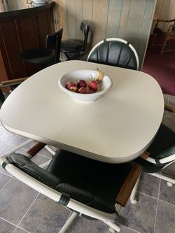 White Table Four Chairs 