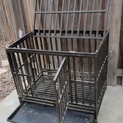 SMONTER Heavy Duty Strong Metal Dog Crate - Brown, 38-in

