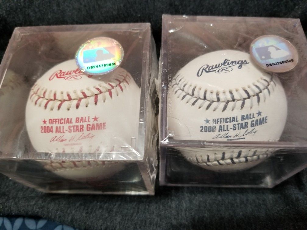 MLB AllStar Game Memorabilia 2004 & 2008 Encased Licensed Baseballs