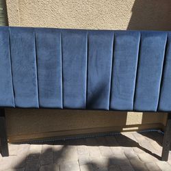 Adjustable Blue Velvet Bed Frame
