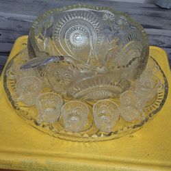 Vintage Crystal Pinwheel And Star Punch Set