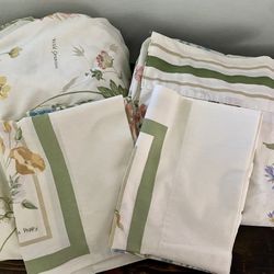 Vintage Jcpenney Full Flat Pillowcases Sheet Set Botanical Flowers Lily Poppy