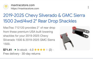 2019-25 Chevy GMC Lowering Shackles