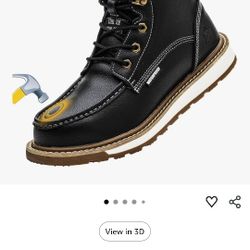  Waterproof Steel Toe Boots For Men-6" Leather Moc Toe Work Boots Mens Steel Toe Shoes 