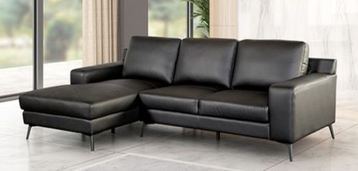 Brand New Black Leather Modern Style Sectional Sofa