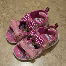 Pink Minnie Mouse Sandals with polka dot Bow Size 9