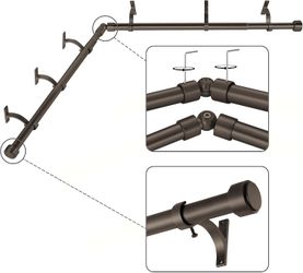 Mayrhyme Adjustable Curtain Rod Brackets – Aluminum Construction – New