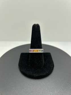BRAND NEW 14KW Rainbow Sapphire/Diamond Ring