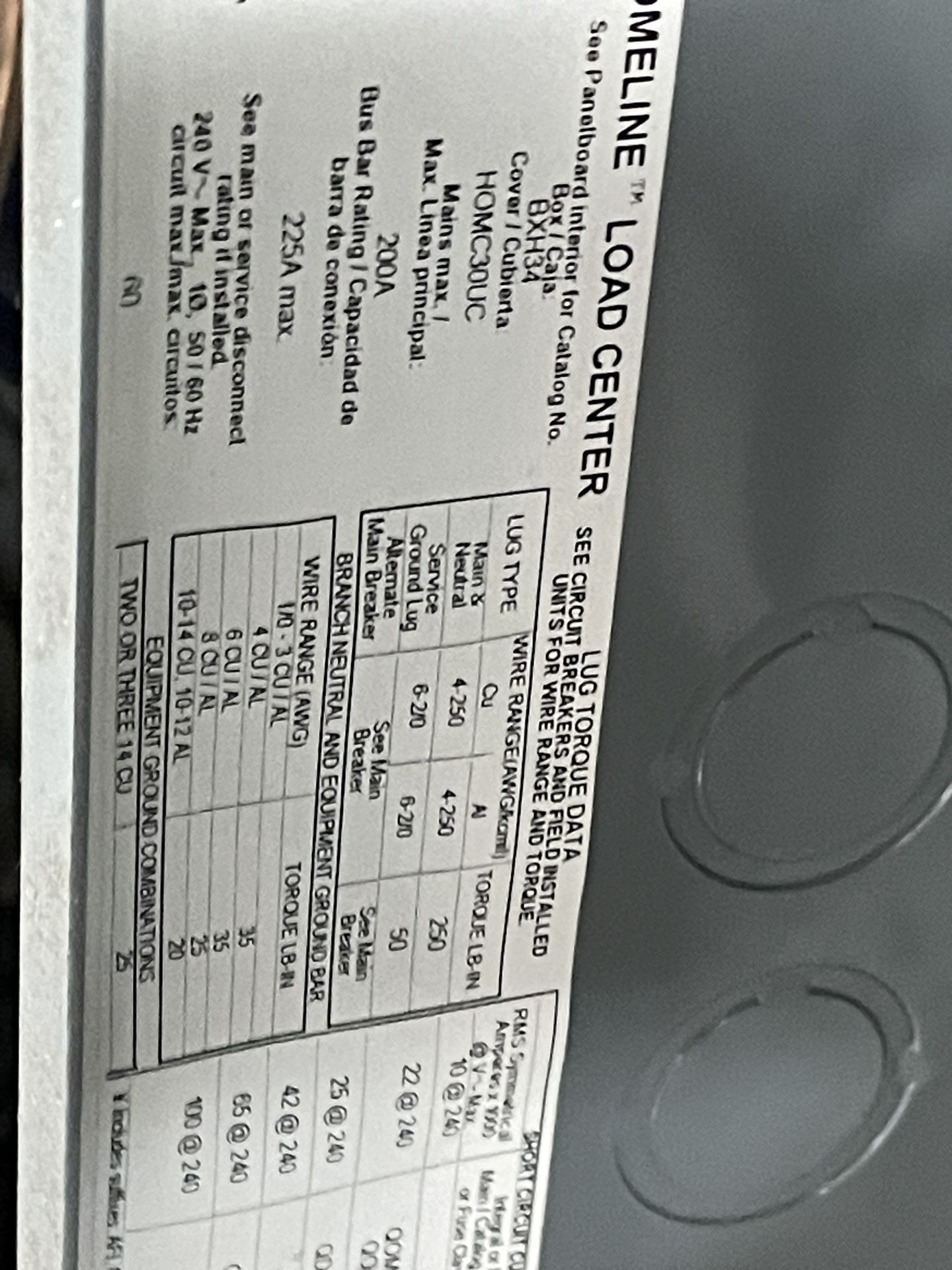 Square D Homeline load center 200 AMPS BXH34 HOMC30uc
