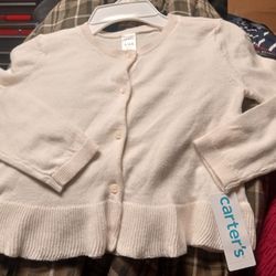 PRICE DROP!! NEW CARTER'S SIZE 4 BEIGE RUFFLED CARDIGAN 