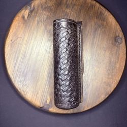 Tex Shoemaker 92 Flashlight Holder Pouch Black Leather Belt Loop Weave 5.5" Long