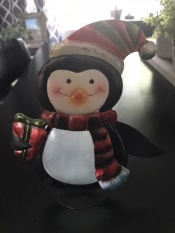 Christmas penguin candle holder