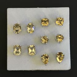 Yellow Citrine Stud Earrings (5 Pair)