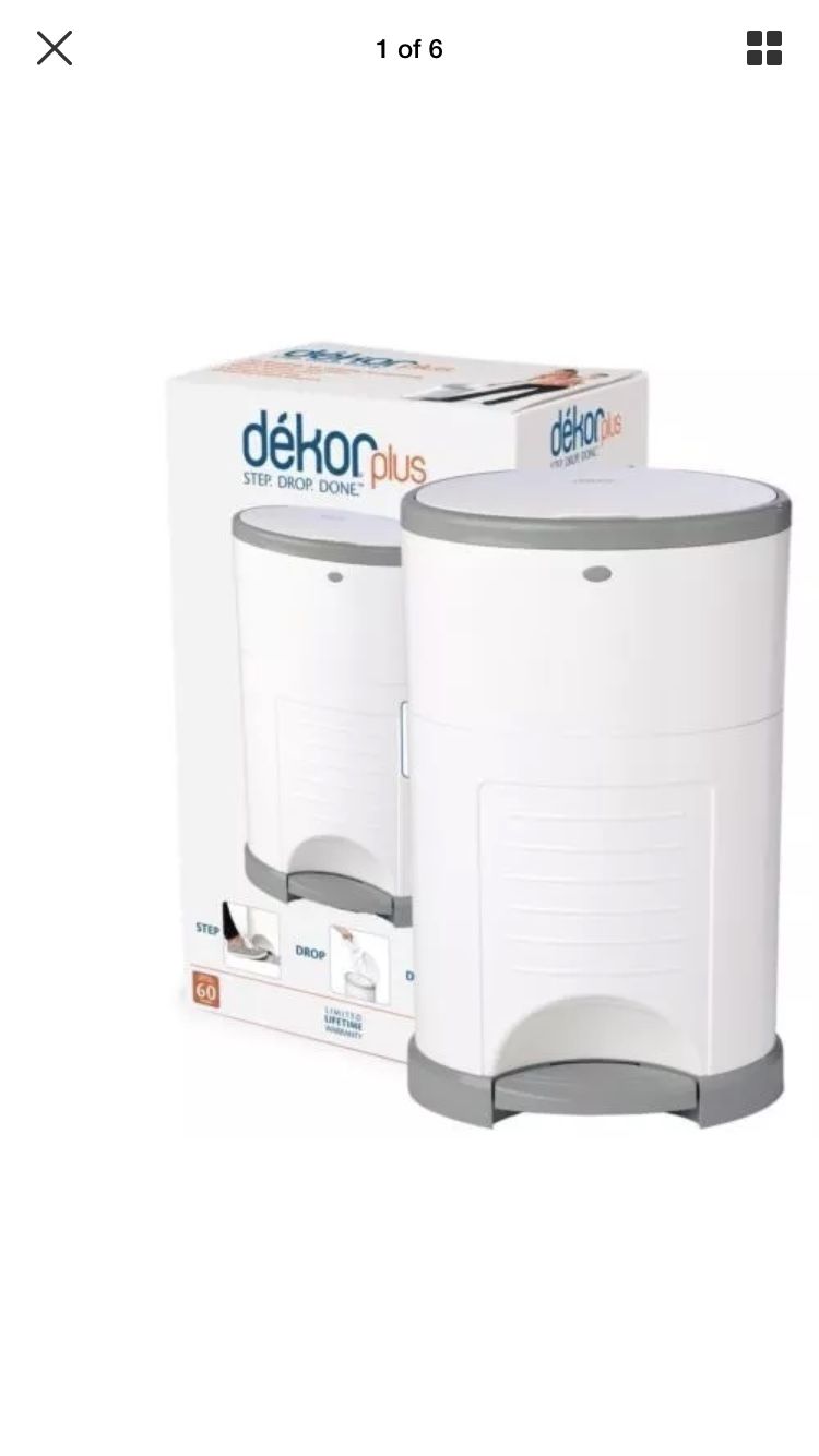 Dekor PlusHands-Free Diaper Pail, White