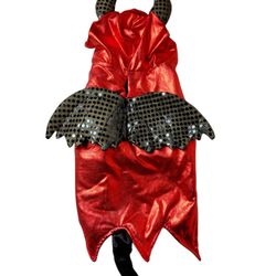 Pet Red & Black Devil Costume- Med