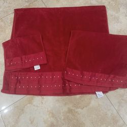 Set Red Towels For Bathroom 