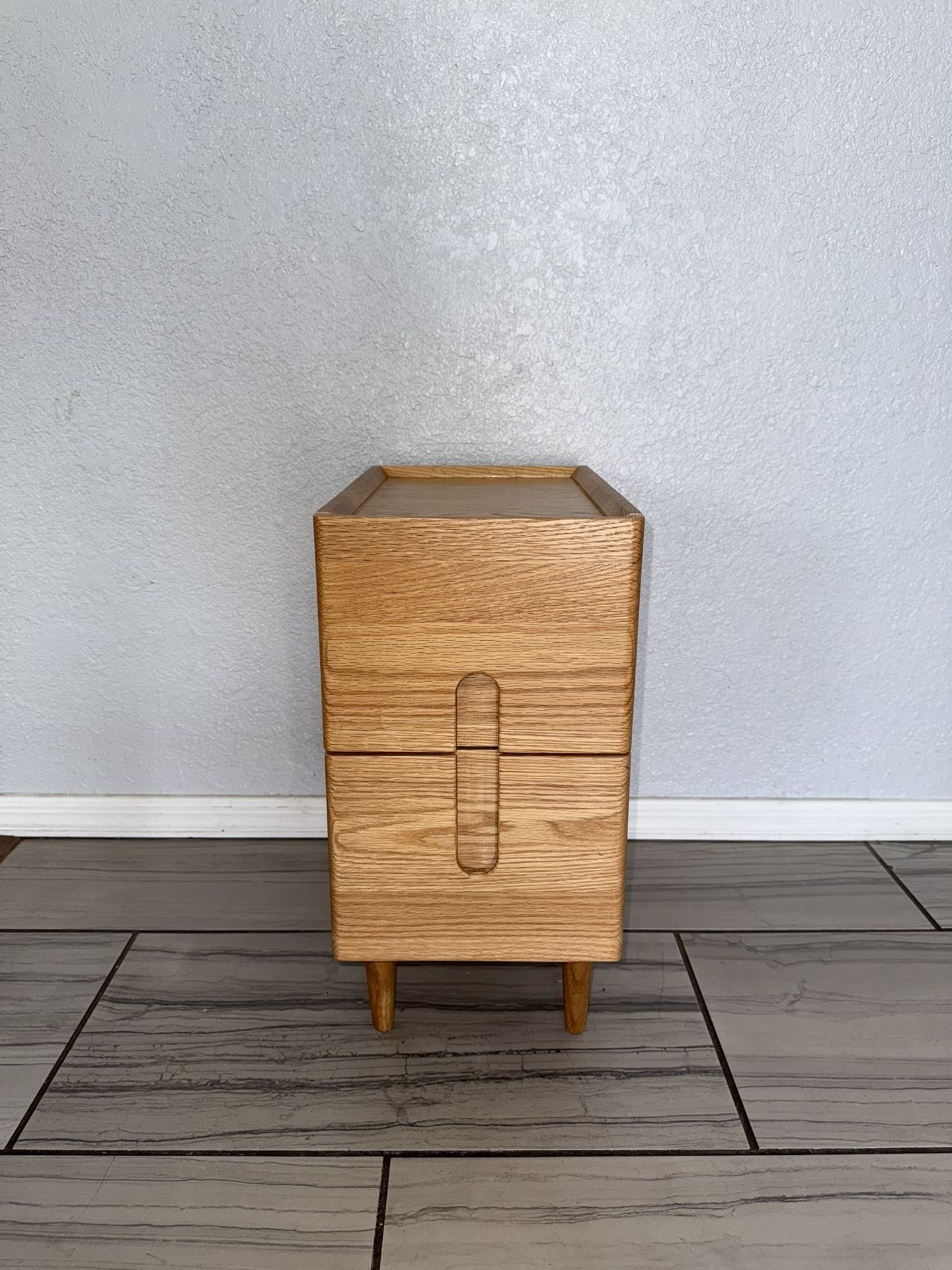 1 solid wood, oak nightstand or end table mid century modern