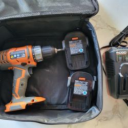 Ridgid Drill W/ 2 Batteries And 18V Charger