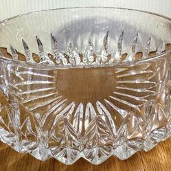 Vintage Heavy Clear Glass Bowl Sunburst Pattern Thick Pressed Glass 9”