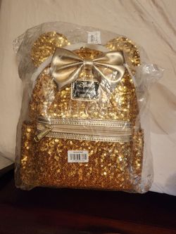 Loungefly Disney Minnie Mouse Gold Sequin Mini Backpack