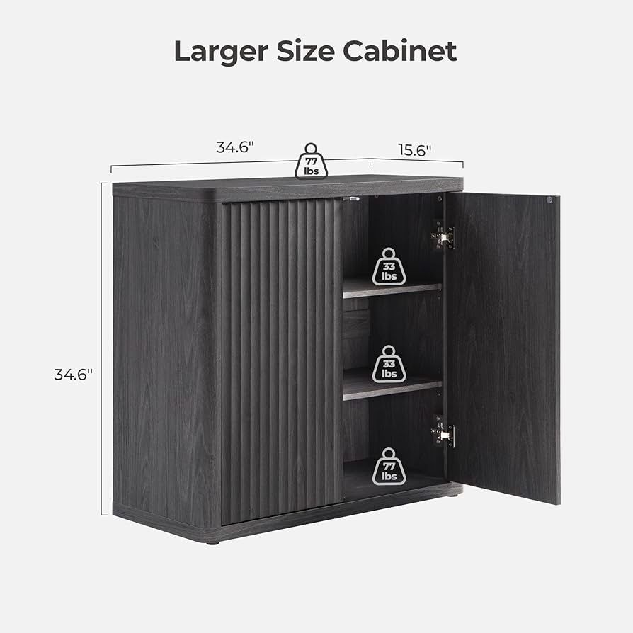 Buffet Cabinet with Storage Sideboard Accent Modern Credenza with Doors & Shelves Fluted 34.6" Tall Media Console Mid Century Coffee Bar Ta
