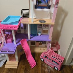 Barbie House With Cars And Misc. Toys 