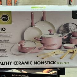 Green Pan Rio 16 Piece Ceramic Nonstick Cookware Set Pink 