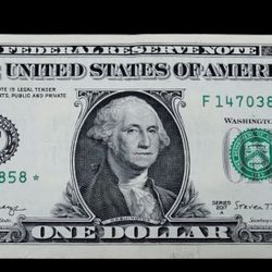 Fancy $1 Star Replacement Note Series 2017-A (F 147☆038☆58⭐️) With Extra Ink Error (A#39)