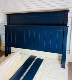 Full Bed Frame Wood Navy Blue Slates & Bolts Included