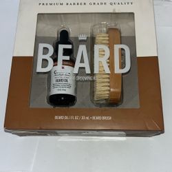 New Sealed Cremo Bourbon Vanilla Beard Oil Grooming Set 1 OZ. Oil & Beard Brush $15
