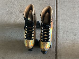 Gold metallic skates