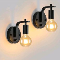 Wall Sconces Set of Two, Wall Light with Switch, Dimmble Black Sconce Lights Indoor, Wall Lights for Bedroom, Bedside Wall Lamps