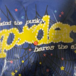 Sp5der Spider Web Hoodie-Blue/yellow Multi Colored Hoodie Size M