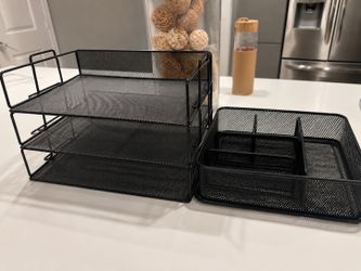 Black Mesh Desk Organizer Set