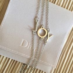 New Dior Joy Silver Tone Triple Chain Bracelet In Velvet Dior Pouch